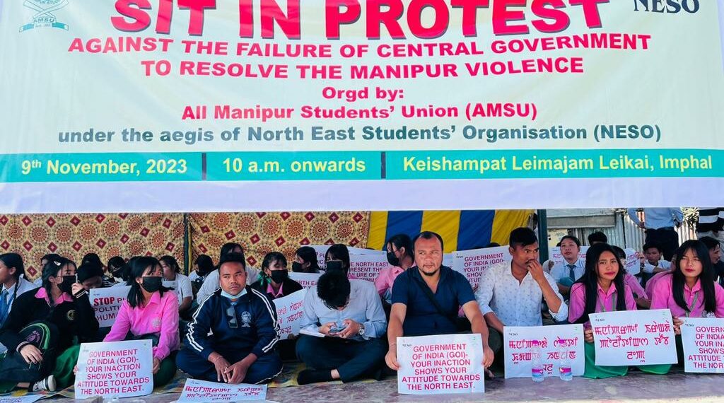 NESO stages protest across NE states, demands for restoration of peace in Manipur